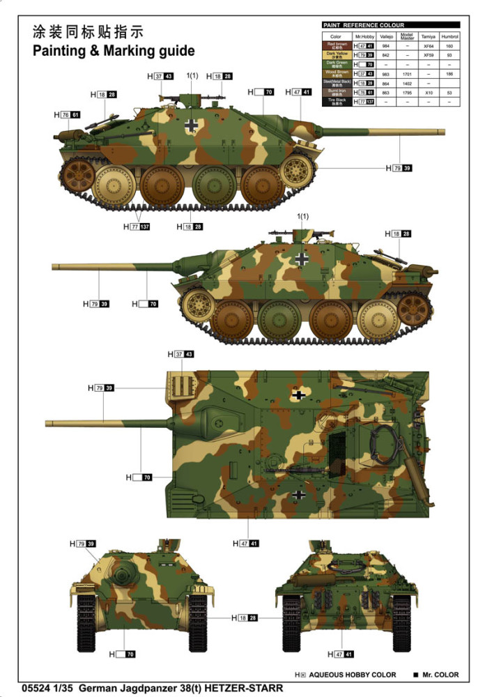 Trumpeter 05524 1/35 Scale German Jagdpanzer 38(t) Hetzer Starr Military Plastic Assembly Model Kits