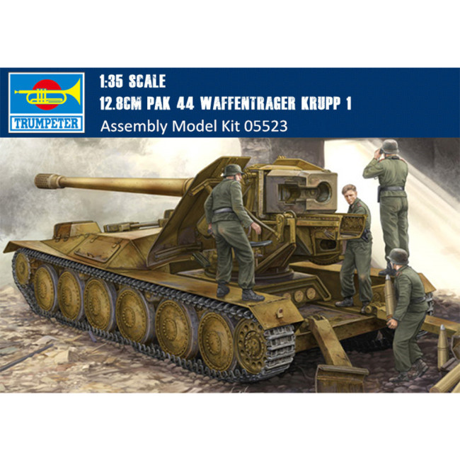 Trumpeter 05523 1/35 Scale German 12.8cm PAK 44 Waffentrager Krupp 1 Military Plastic Assembly Model Kits