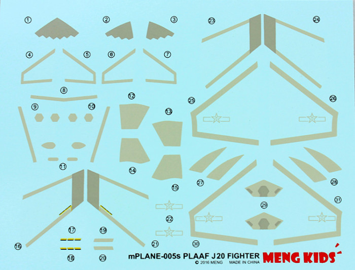 Meng Kids mPLANE-005s PLAAF J-20 Fighter Q Edition Plastic Aircraft Airplane Assembly Model Kits