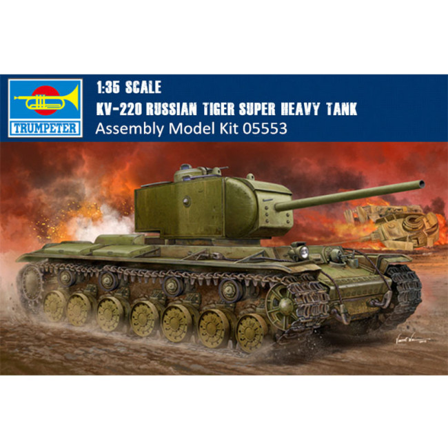 Trumpeter 05553 1/35 Scale KV-220 Russian Tiger Super Heavy Tank Military Plastic Assembly Model Building Kit