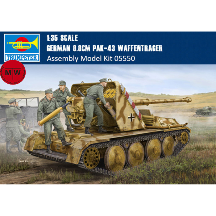 Trumpeter 05550 1/35 Scale German 8.8cm PAK-43 Waffentrager Military Plastic Assembly Model Kits