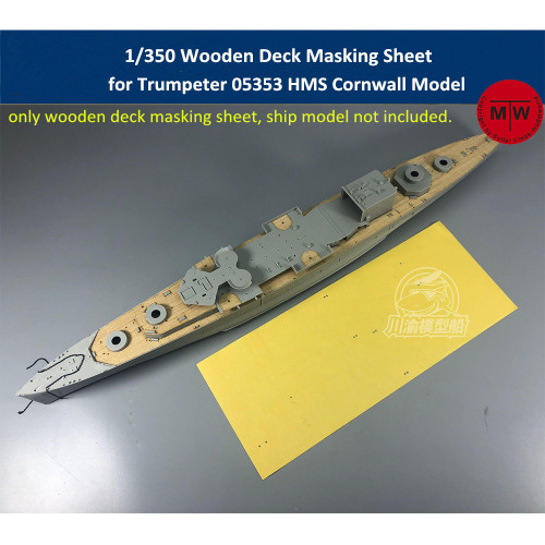 1/350 Scale Wooden Deck Masking Sheet for Trumpeter 05353 HMS Cornwall Ship Model Kits CY350058