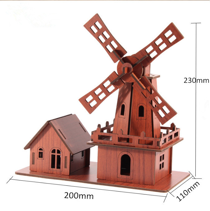 Wooden 3D Jigsaw Puzzle Holland Windmills Assembly Model Kits DIY Christmas Brithday Gift TMW00034