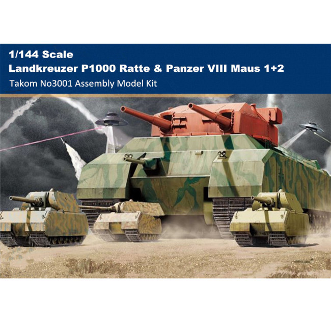 Takom 3001 1/144 Scale Landkreuzer P1000 Ratte Proto Type &Panzer VIII Maus 1+2 Plastic Assembly Model Kits