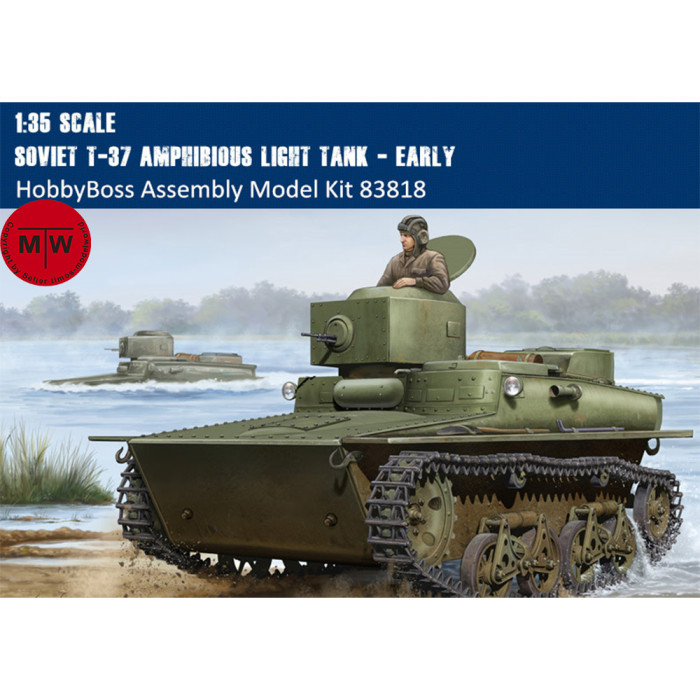 HobbyBoss 83818 1/35 Scale Soviet T-37 Amphibious Light Tank - Early Military Plastic Assembly Model Kits