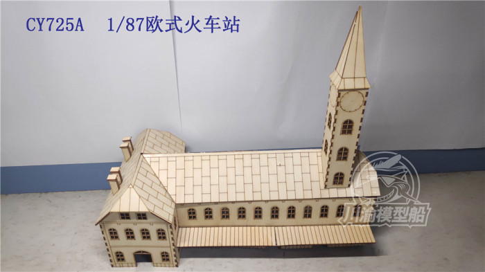 1/87 Scale Railway Station Platform Bridge Diorama Scene DIY Wooden Assembly Model Kits