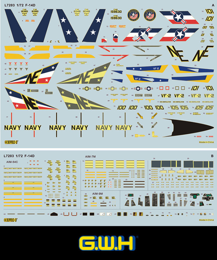 GreatWall L7203 1/72 Scale F-14D Tomcat VF-2 Bounty Hunters Aircraft Assembly Model Kit
