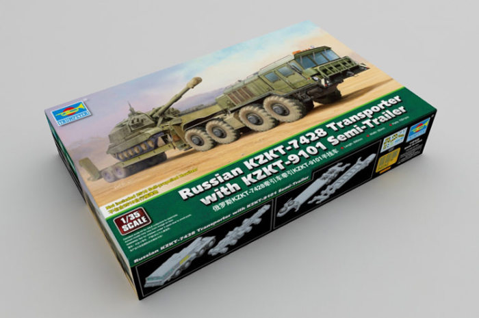 Trumpeter 01039 1/35 Scale Russian KZKT-7428 Transporter with KZKT-9101 Semi-Trailer Plastic Assembly Model Kits