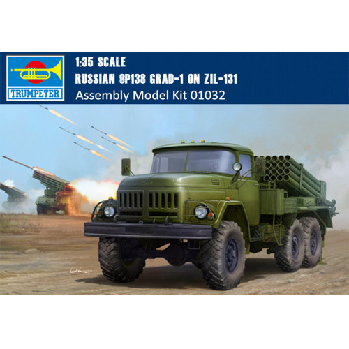 Trumpeter 01032 1/35 Scale Russian 9P138 Grad-1 on Zil-131 Military Plastic Assembly Model Kits