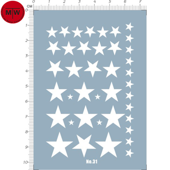 US Army Star Decals for Different Dcales Model Kits (White) 31