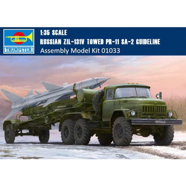 Trumpeter 01033 1/35 Scale Russian Zil-131V towed PR-11 SA-2 Guideline Military Plastic Assembly Model Kits