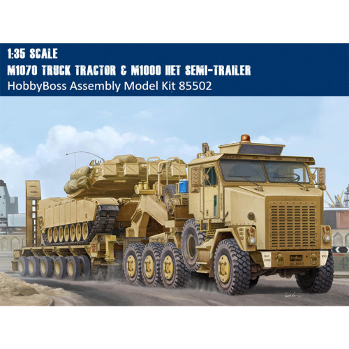 HobbyBoss 85502 1/35 Scale US M1070 Truck Tractor & M1000 Heavy Equipment Transporter Semi-trailer Assembly Model Kits