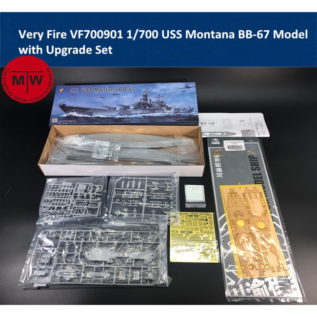 Very Fire VF700901 1/700 Scale USS Montana BB-67 Battleship Model with Upgrade Set(Wooden Deck/PE/Masking Sheet)