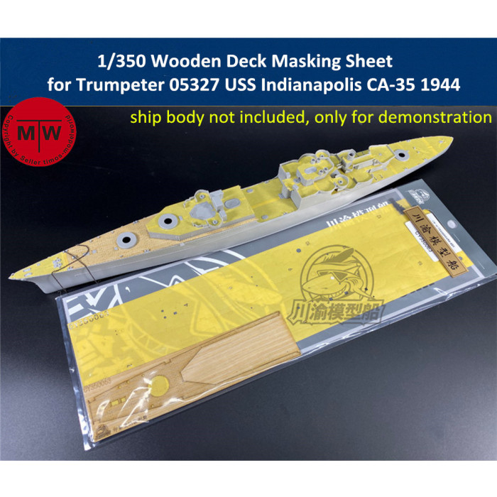 1/350 Scale Wooden Deck Masking Sheet for Trumpeter 05327 USS Indianapolis CA-35 1944 Ship Model CY350063