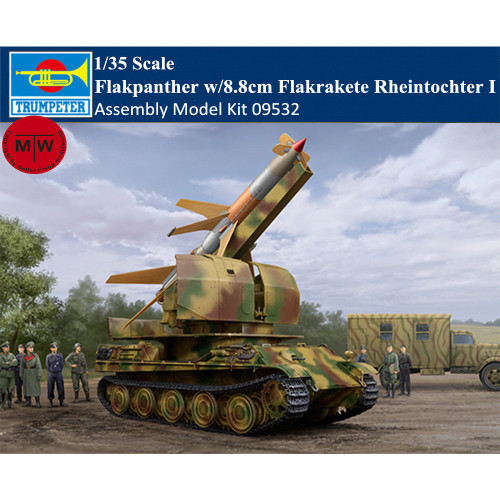 Trumpeter 09532 1/35 Scale Flakpanther w/8.8cm Flakrakete Rheintochter I Military Plastic Assembly Model Kit