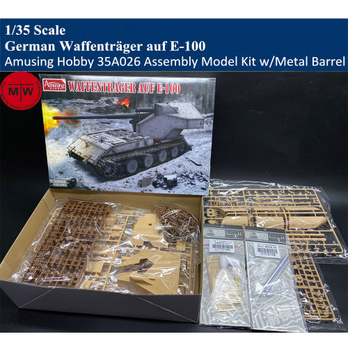 Amusing Hobby 35A026 1/35 Scale WWII German Waffenträger auf E-100 Assembly Model Kit w/Metal Barrel Ammunition Model