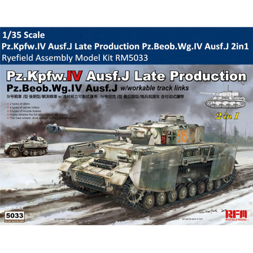 Ryefield RM-5033 1/35 Scale Pz.Kpfw.IV Ausf.J Late Production Pz.Beob.Wg.IV Ausf.J 2in1 Assembly Model Kit