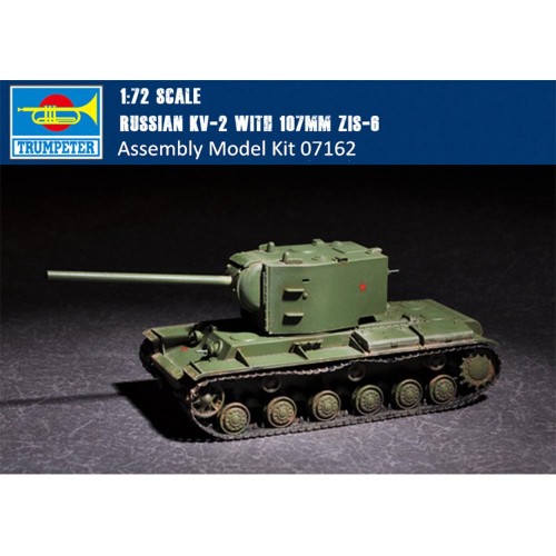 Trumpeter 07162 1/72 Scale Russian KV-2 with 107mm zis-6 Military Assembly Tank Model Building Kit