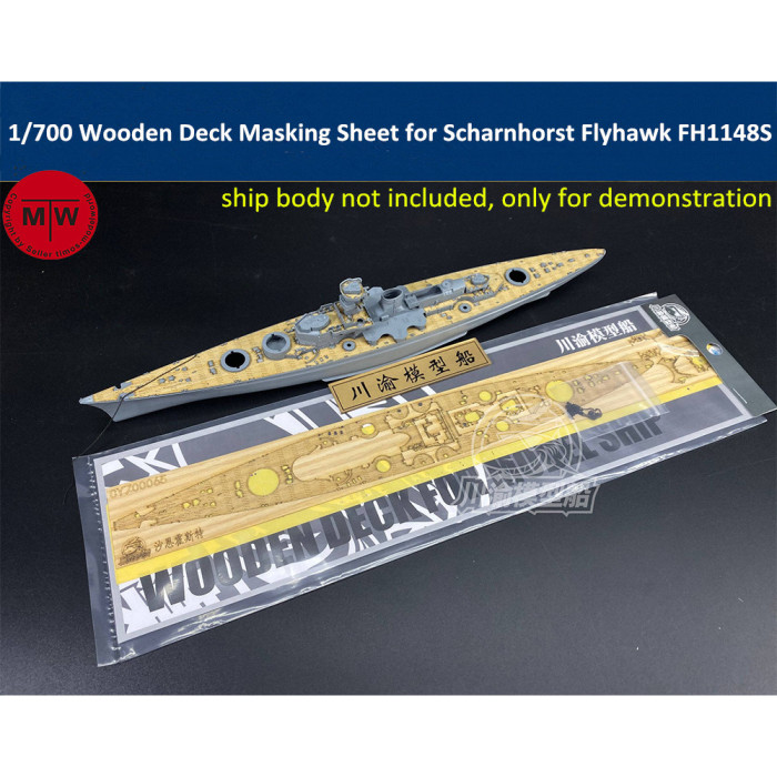 1/700 Scale Wooden Deck Masking Sheet for German Battleship Scharnhorst 1943 Flyhawk FH1148S Model CY700065