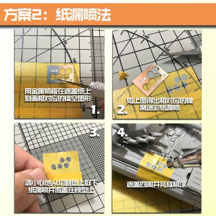 1/35 1/100 Scale Hexagon Digital Camouflage Leakage Spray Plate Tools for Gundam Military Model AJ0015