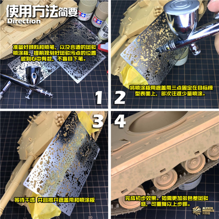 Alexen Model Corrosion and Stain Template Leakage Spray Plate for Military Model AJ0057/ AJ0058/ AJ0059/AJ0056