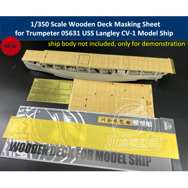 1/350 Scale Wooden Deck Masking Sheet PE for Trumpeter 05631 USS Langley CV-1 Model Ship CY350067