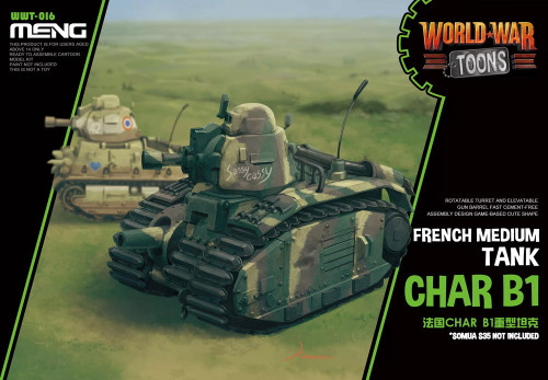 Meng Kids WWT-016 French Char B1 Tank Q Edition Plastic Assembly Model Kits
