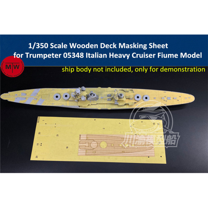 1/350 Scale Wooden Deck Masking Sheet for Trumpeter 05348 Italian Heavy Cruiser Fiume Model Ship CY350074