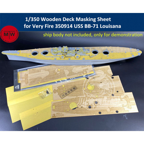 Chuanyu 1/350 Scale Wooden Deck Masking Sheet for Very Fire 350914 USS BB-71 Louisana Battleship Model CY350076