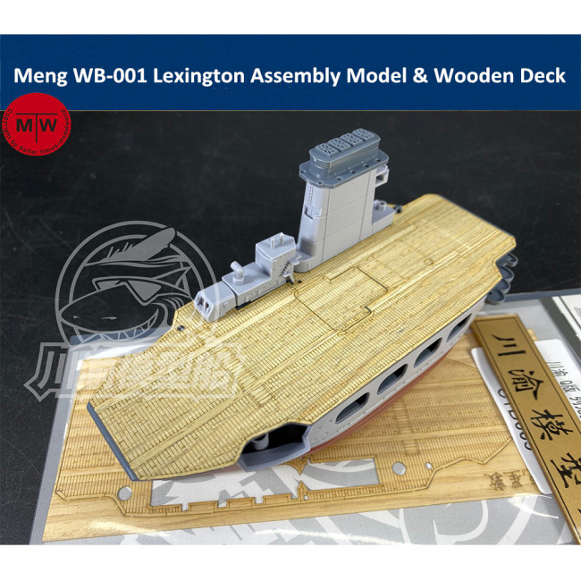 Meng WB-001 Warship Builder Lexington Q Edition Plastic Assembly Model & Wooden Deck