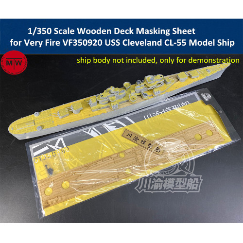 Chuanyu CY350080 1/350 Scale Wooden Deck Masking Sheet for Very Fire VF350920 USS Cleveland CL-55 Model Ship