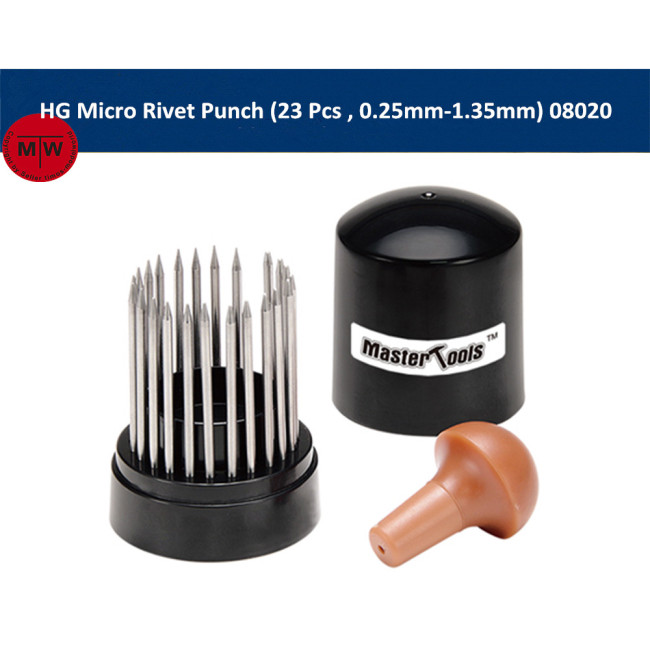 Master Tools 08020 HG Micro Rivet Punch for Military Model Hobby(23 Pcs , 0.25mm-1.35mm)