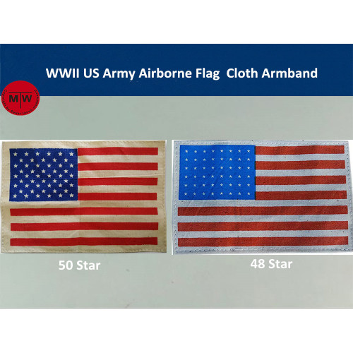 WWII US Army Airborne Flag Cloth Jacket Armband Reproduction 48 Star/50 Star