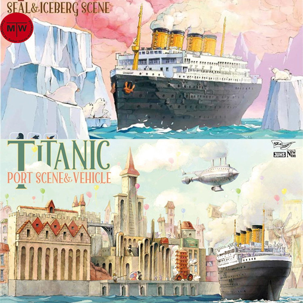 US$  - Suyata SL-001/SL-002 Titanic Seal Iceberg/Port Vehicle Scene Q  Edition Plastic Assembly Model Kit 