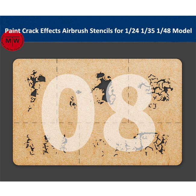 LIANG-0008 Paint Crack Effects Airbrush Stencils Tool for 1/24 1/35 1/48 Scale Military Tank Model