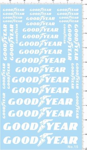 1/12 1/18 1/20 1/24 1/43 Scale Model Decals Goodyear White