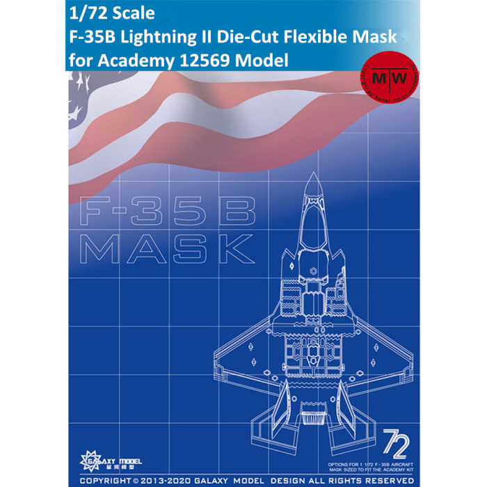 GALAXY D72005 1/72 Scale F-35B Lightning II Die-cut Flexible Mask for Academy 12569 Aircraft Model Kit