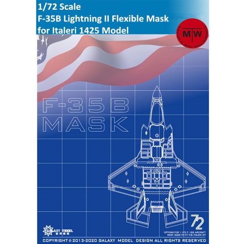 GALAXY D72004 1/72 Scale F-35 B Lightning II Die-Cut Flexible Mask for Italeri 1425 Aircraft Model Kit