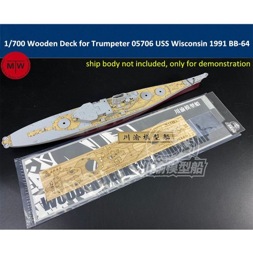 1/700 Scale Wooden Deck for Trumpeter 05706 USS Wisconsin 1991 BB-64 Ship Model CY700070