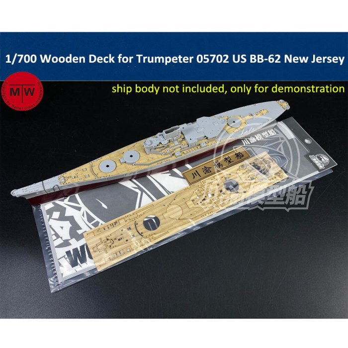 1/700 Scale Wooden Deck for Trumpeter 05702 US Battleship BB-62 New Jersey Model CY700069