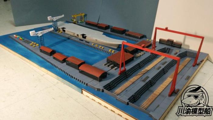 1/700 Scale Aircraft Carrier Dockyard Shipyard Diorama Platform Wooden Scene DIY Assembly Model CY901