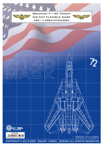 Galaxy D72008 1/72 Scale F-14A Tomcat Die-cut Flexible Mask for Academy Model