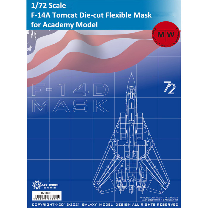 Galaxy D72008 1/72 Scale F-14A Tomcat Die-cut Flexible Mask for Academy Model