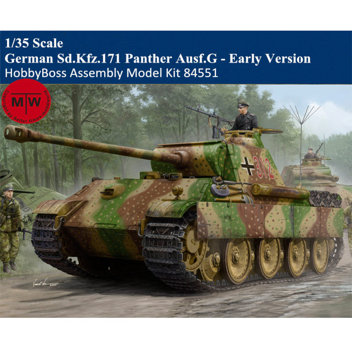 HobbyBoss 84551 1/35 Scale German Sd.Kfz.171 Panther Ausf.G - Early Version Military Tank Plastic Assembly Model Kit