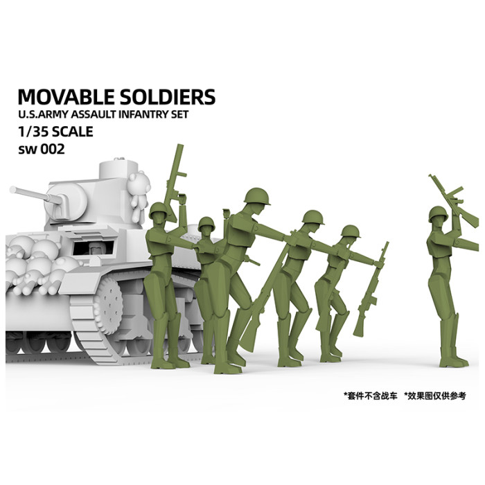 Suyata SW-002 1/35 Scale US Army Assault Infantry Set Movable Soldiers Plastic Assembly Model Kit Glue-free