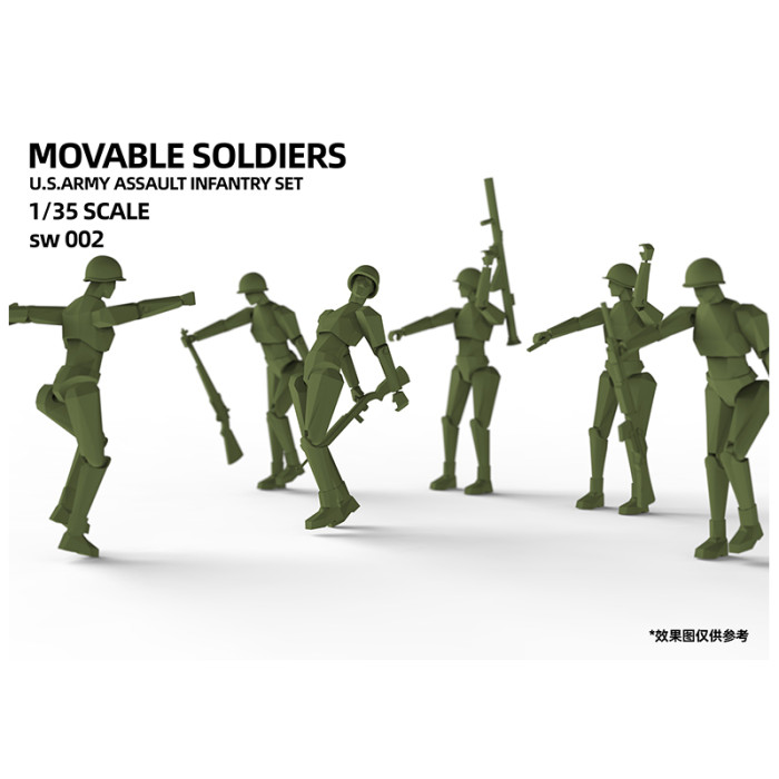 Suyata SW-002 1/35 Scale US Army Assault Infantry Set Movable Soldiers Plastic Assembly Model Kit Glue-free