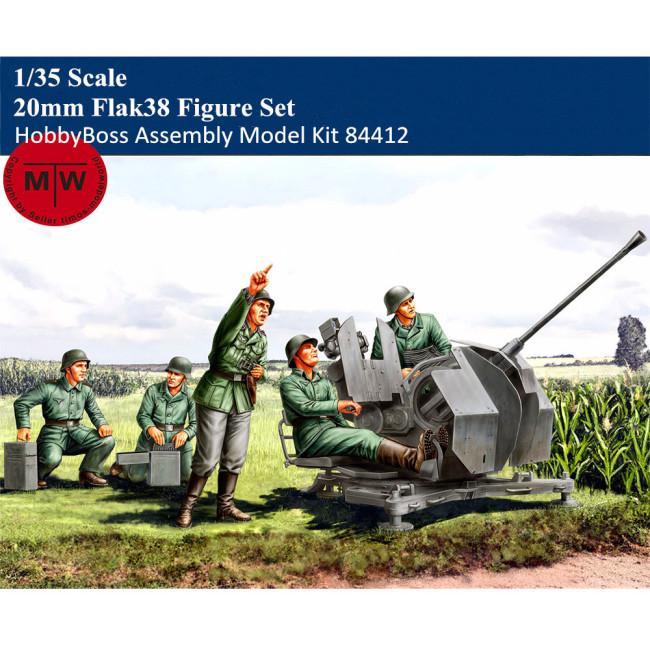 HobbyBoss 84412 1/35 Scale 20mm Flak38 Figure Set Military Plastic Soldiers Assembly Model Kits