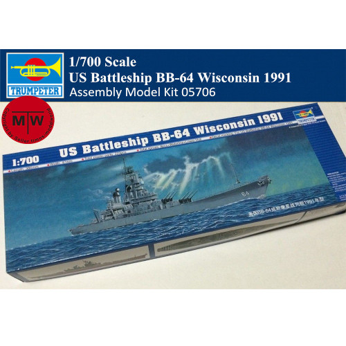 Trumpeter 05706 1/700 Scale US Battleship BB-64 Wisconsin 1991 Military Plastic Assembly Model Kit