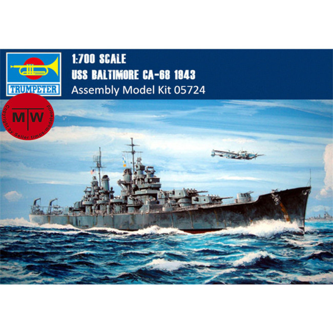Trumpeter 05724 1/700 Scale USS Baltimore CA-68 1943 Cruiser Static Warship Military Plastic Assembly Model Kit WOWS