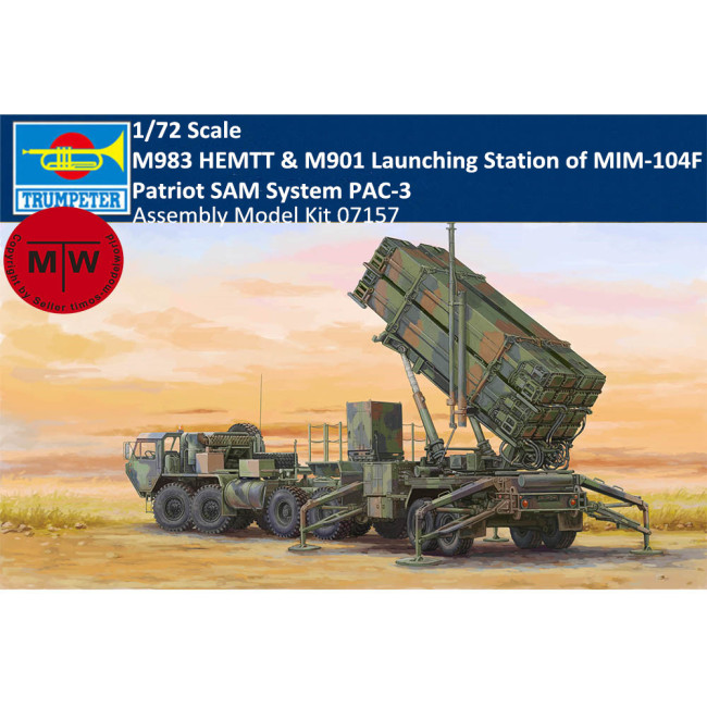 Trumpeter 07157 1/72 Scale M983 HEMTT & M901 Launching Station of MIM-104F Patriot SAM System PAC-3 Plastic Assembly Model